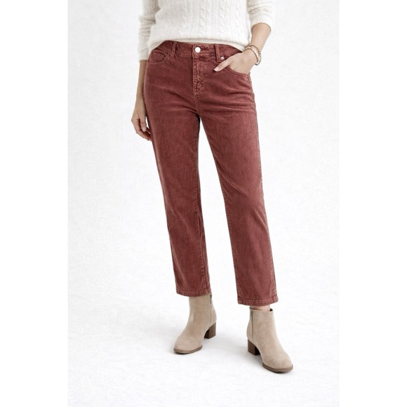 Pilcro By Anthropology Pants - Pilcro Anthropologie Corduroy Pants Slim Boyfriend Crop Rust Brown 26 Boho